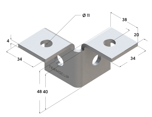 TERMOCLIP 09254001 Уголок 3D правый 38-41 4F3 80x48x38, 4 мм