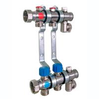 TECE 340152 TECEflex Коллектор 2 контура для системы радиаторного отопления, с термостатическими клапанами (для сервоприводов, М30 x 1.5), в сборе, 1" х 3/4"Ек, нержавеющая сталь, круглое сечение, до 10 атм