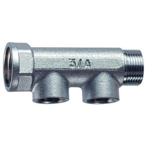 FAR FK 3450 34  Коллектор 3/4" ВР-НР с 2 отводами 1/2" ВР (межосевое 36