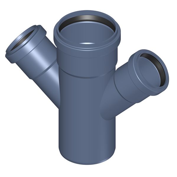 POLOPLAST P2295 POLO-KAL NG Крестовина PKDA одноплоскостная DN75/50/50, 45°/180°, с предустановленными уплотнительными кольцами, синий