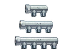 FAR FK 3175 34 MultiFAR Коллектор концевой 3/4"ВР с 2 отвод. 1/2"НР, межосев36мм