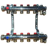 TECE 340106 TECEflex Коллектор 6 контуров для системы радиаторного отопления, без запорных вентилей, в сборе, 1" х 3/4"Ек, нержавеющая сталь, круглое сечение, до 10 атм
