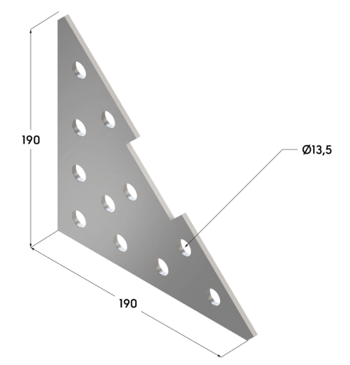 TERMOCLIP 09262001 Пластина соединительная треугольная 38-41 4F11 190x4x190, 4 мм