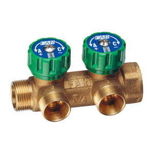 FAR FK 3834 C34 MultiFAR Коллектор регулирующий 3/4" (ВР-НР) с 2 отв. М24х19, латунный