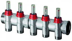 FAR FK 3970 C102 MultiFAR Коллектор запорный 1", ВР-НР, с расходомерами, 2 отвода М24х19