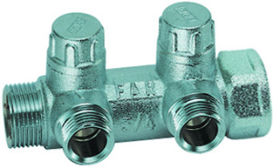 FAR FK 3875 C34 MultiFAR Коллектор запорный 3/4", НР-ВР, 2 отвода М24х19