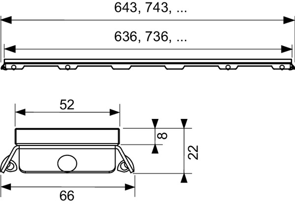 TECE 601094 TECEdrainline Панель для душевого канала из матового стекла, прямая, 1000 мм, черный