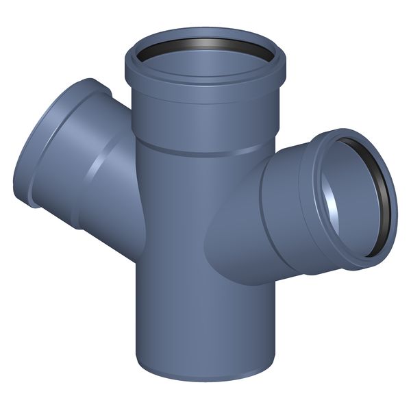 POLOPLAST P2262 POLO-KAL NG Крестовина PKDA одноплоскостная DN125/110/110, 67,5°/180°, с предустановленными уплотнительными кольцами, синий