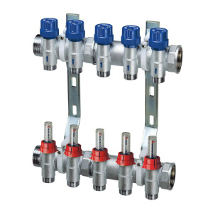 FAR FK 3971 C11411  Терморегулирующий  запорный коллектор 1 1/4" с расходом. 11 отвМ24х19,  с кроншт.