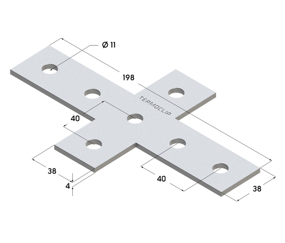 TERMOCLIP 09261001 Пластина соединительная Х-образная 38–41 4F7 118x4x198, 4 мм