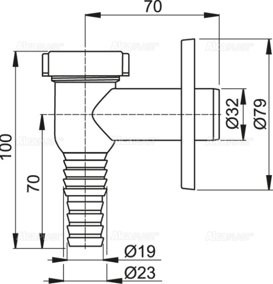 ALCAPLAST APS1 Сифон для стиральной машины наружный, хром