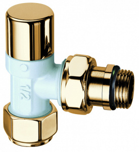 FAR FL 0130 12 LadyFAR Вентиль запорный угловой 1/2" гайка М24х19 (бел/золот)
