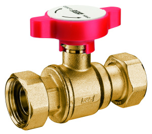 FAR FS 3055 34B  Кран шаровой 3/4"х3/4", латунный, с 2 накидгайками., синяя ручка
