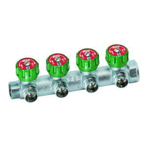 FAR FK 3824 3412UN MultiFAR Коллектор регулирующий 3/4" (ВР-НР) с 4 отв. 1/2"EU с вставкой под плоское уплотнение