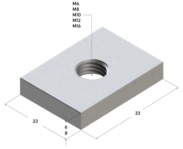 TERMOCLIP 09107002 Гайка профиля универсальная 28-40 6F 23x6x33, 6 мм