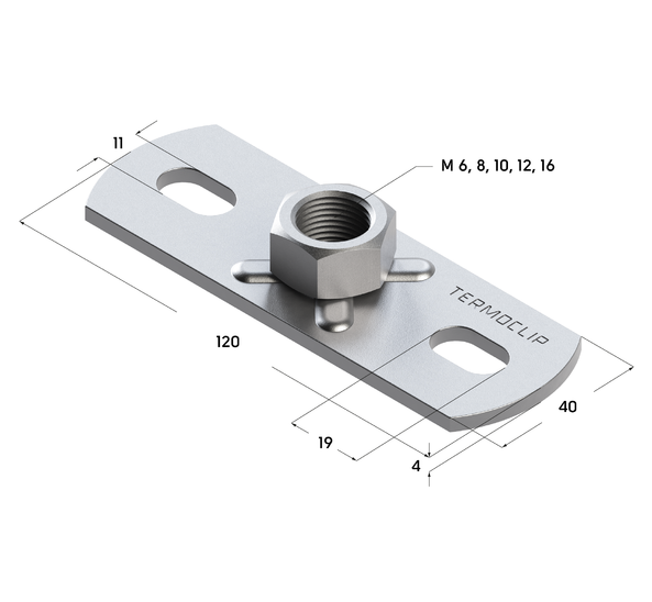 TERMOCLIP 09124001 Пластина опорная для средних нагрузок 4F2 40x15x120, 4 мм