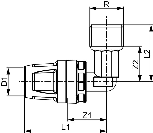 TECE 8610302 TECElogo Уголок соединительный с ниппелем 90* 16  х 1/2", латунь