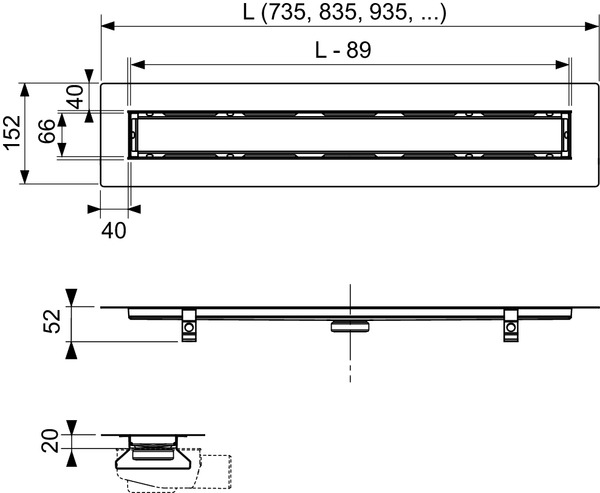 TECE 650700 TECEdrainline Канал дренажный для укладки натурального камня, 70 см