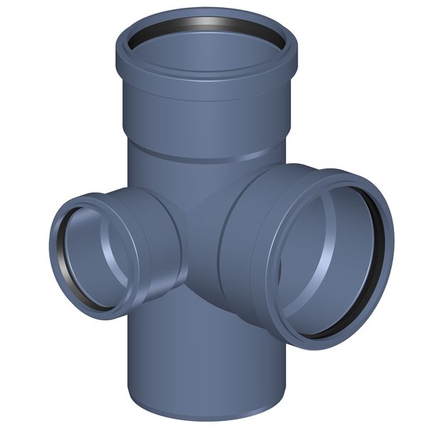 POLOPLAST P2279 POLO-KAL NG Угловая крестовина PKEDA DN110/L75/R110, 87,5°/90° , с предустановленными уплотнительными кольцами, синий