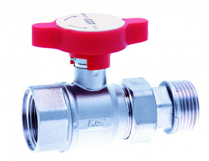 FAR FS 3052 34R  Кран шаровой с американкой, хром., 3/4", красная ручка