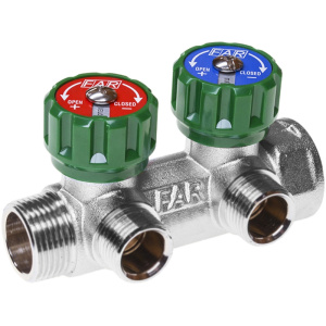 FAR FK 3821 134 MultiFAR Коллектор регулирующий 1", ВР-НР, 2 отвода 3/4"EK, НР, межосевое 45