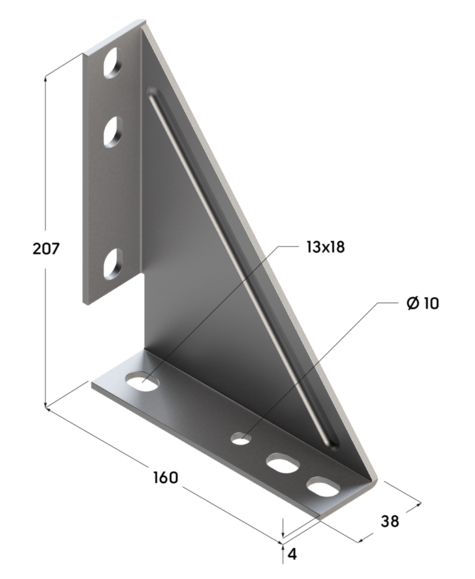 TERMOCLIP 09266001 Угол усиленный 207х160 38-41 4F6 207x38x160, 4 мм