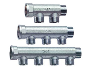 FAR FK 3575 1  Коллектор 1" (ВР-НР) с 4 отв. 1/2" НР (межосев. 36 , EU)