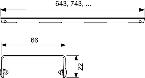 TECE 600810 TECEdrainline Декоративная решетка "basic", нержавеющая сталь, глянец  для душевого канала, прямая 800