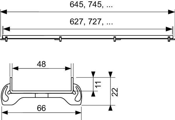 TECE 600770 TECEdrainline Основа для плитки под облицовку плиткой "plate", прямая, 700