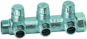FAR FK 3900 C34 MultiFAR Коллектор запорный 3/4", ВР-НР, 3 отвода М24х19, (аналог FK 3878 C3403)