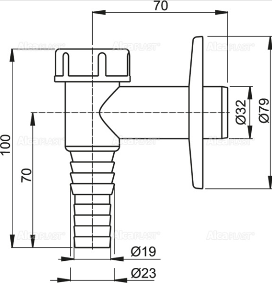 ALCAPLAST APS2 Сифон для стиральной машины наружный, белый