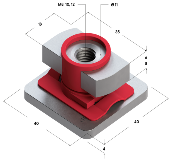 TERMOCLIP 09365002 Гайка быстрого монтажа 41 8F  20x20x50, 6 мм