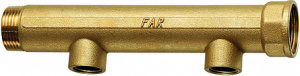 FAR FK 3611 112  Коллектор 1", НР-ВР, 2 отвода 1/2", ВР, межосевое 100
