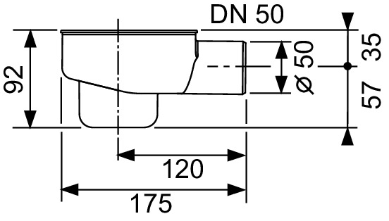 TECE 650001 TECEdrainline Сифон «стандартный» DN 50 боковой слив