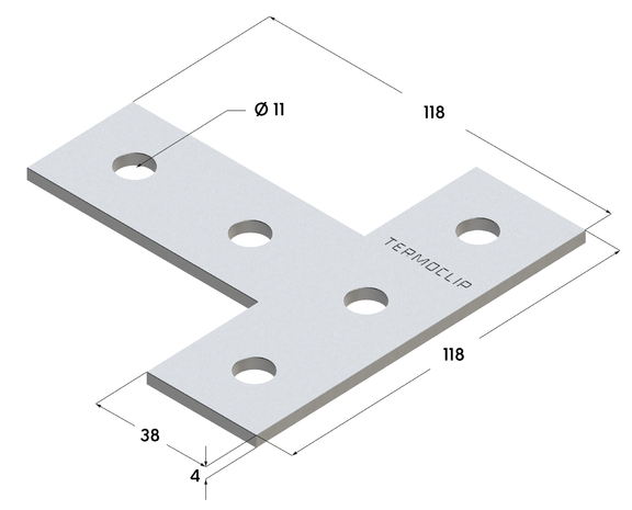 TERMOCLIP 09260001 Пластина соединительная Т-образная 38–41 4F5 118x4x118, 4 мм