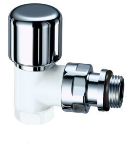 FAR FL 0149 12P  Вентиль термостатический угловой Top, 1/2” ВР, сереб/белэмаль, EPDM
