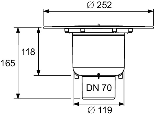 TECE 3603600 TECEdrainpoint S Сифон DN 70, вертикальный с универсальным фланцем Seal System