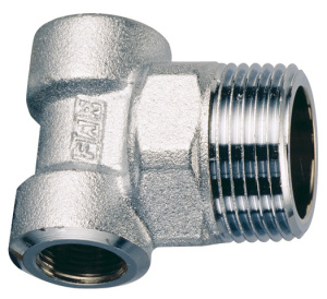 FAR FK 4061 138  Тройник концевой для коллекторов, 1"х1/2"х3/8", НР-ВР-ВР, хромированный