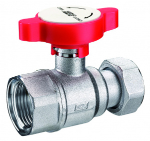 FAR FS 3054 134R  Кран шаровой 3/4", хром., с накидгайкой 1", красная ручка