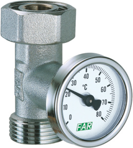 FAR FK 3433 34  Вставка 3/4"EU, с термометром 0-80 ﹾС, хромированная