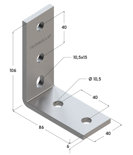 TERMOCLIP 09251001 Уголок 90˚ 38-41 6F5 106x40x86, 6 мм