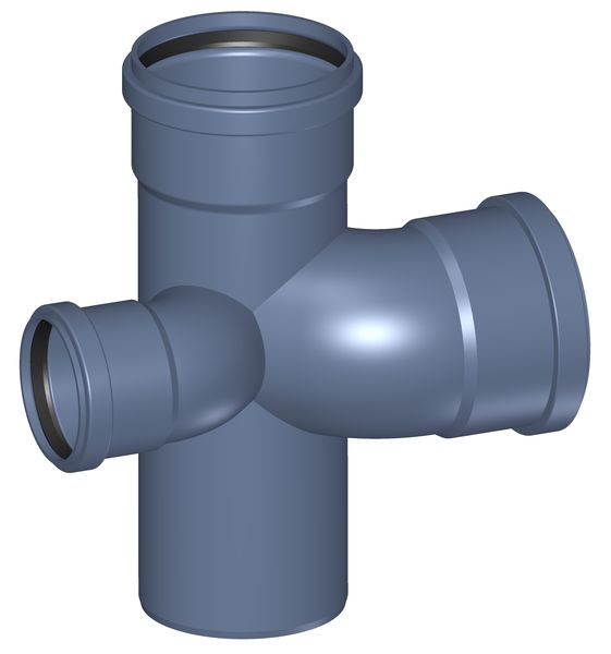 POLOPLAST P2273 POLO-KAL NG Крестовина PKKA DN110/L75/R110, 87,5°/180°, с предустановленными уплотнительными кольцами, синий