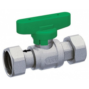 FAR FS 3037 12VC  Кран шаровой 1/2",хромир. 3/4" накидгайки (бабочка, зелен.)